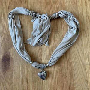 Heart Shaped Jewel Adorned Neck Scarf